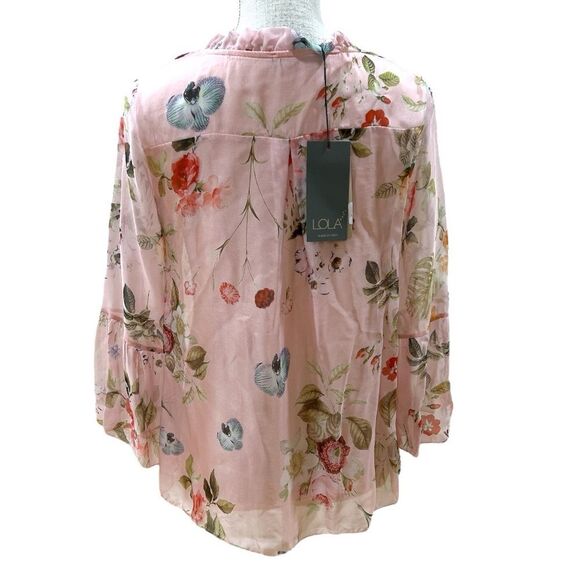 NWT Lola Made in Italy Silk Pink Floral Blouse Size S - Picture 5 of 5